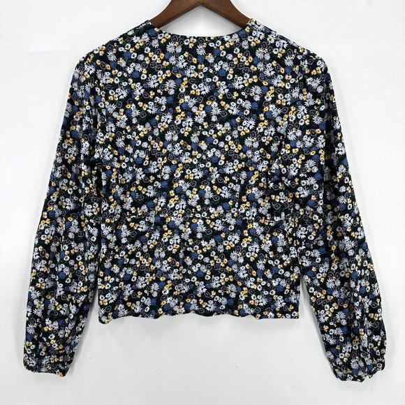 Uniqlo Shirt Womens Button Down Long Sleeve Floral V-Neck Multicolor S - Picture 2 of 9